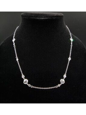 W 925 Sterling Silver Necklace With Clear CZ